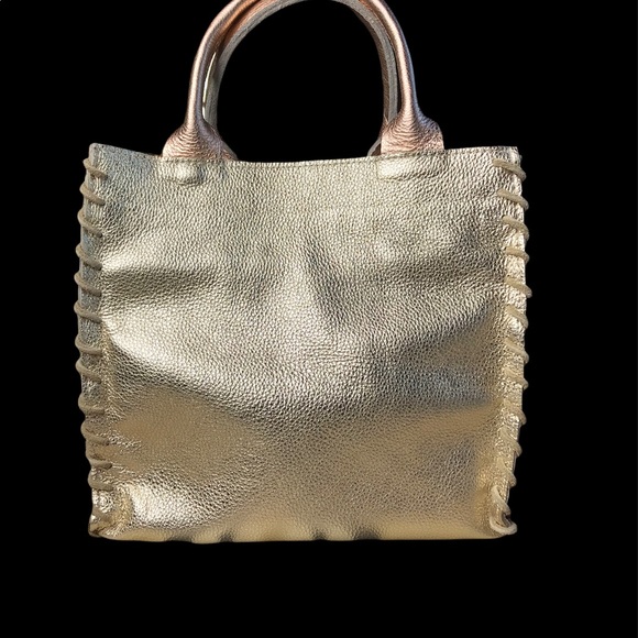 Let and Her Lux designer gold & rose gold leather crossbody. Size:MEDIUM - Picture 6 of 13